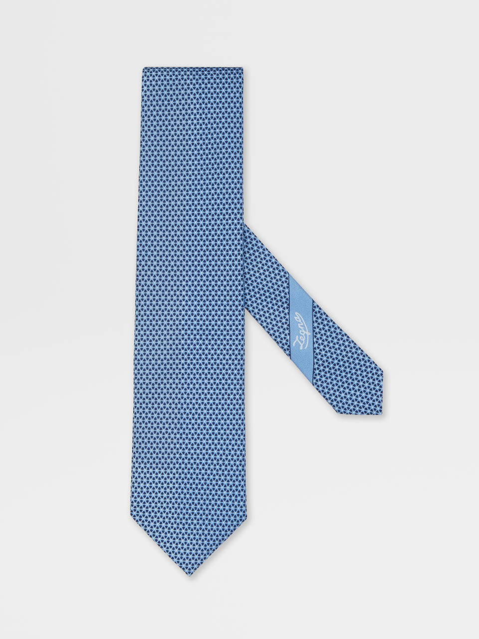 Printed Light Blue Silk Tie